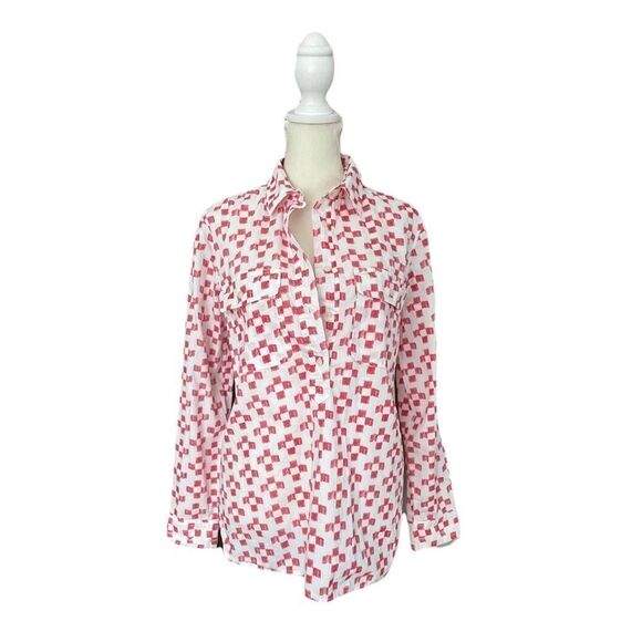 Madewell popover top in crosshatch ikat size small EUC - Picture 1 of 9